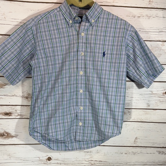 Polo Ralph Lauren Other - Ralph Lauren Shirt Blue and Green Plaid Button Down Short Sleeve Polo Symbol EUC